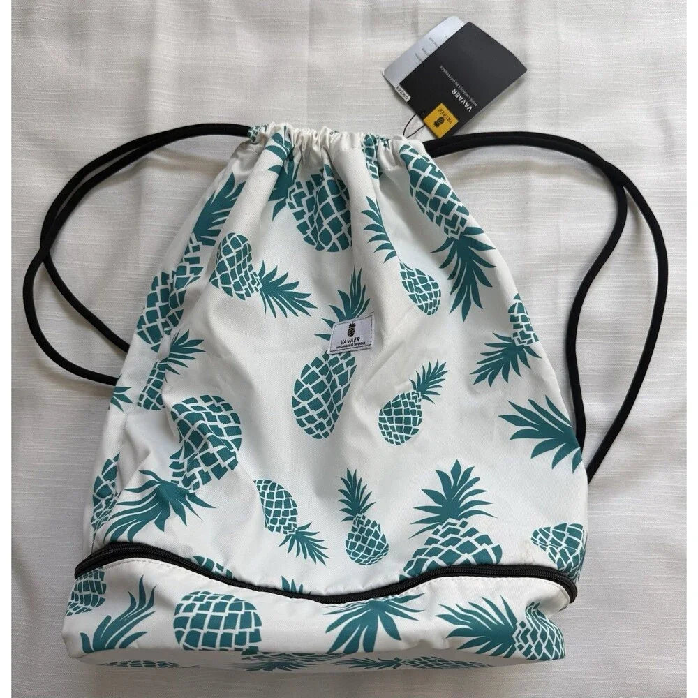 Vavaer Drawstring Waterproof Pineapple Print Swim Beach Backpack Unisex New
